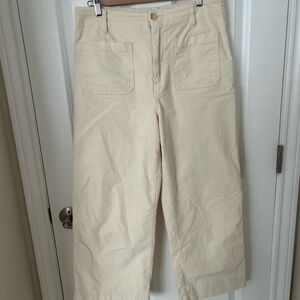 Avec Les Filles Cropped Corduroy Cream Wide-Leg Pants